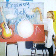 Students painting Kingsway Rock canvas
